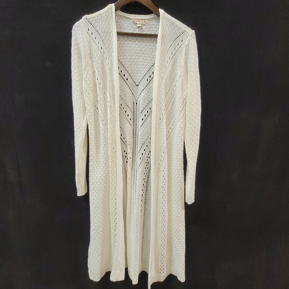 Its Our Time Open Knit Festival Duster Cardigan Size L‎ Boho Country Cowgirl